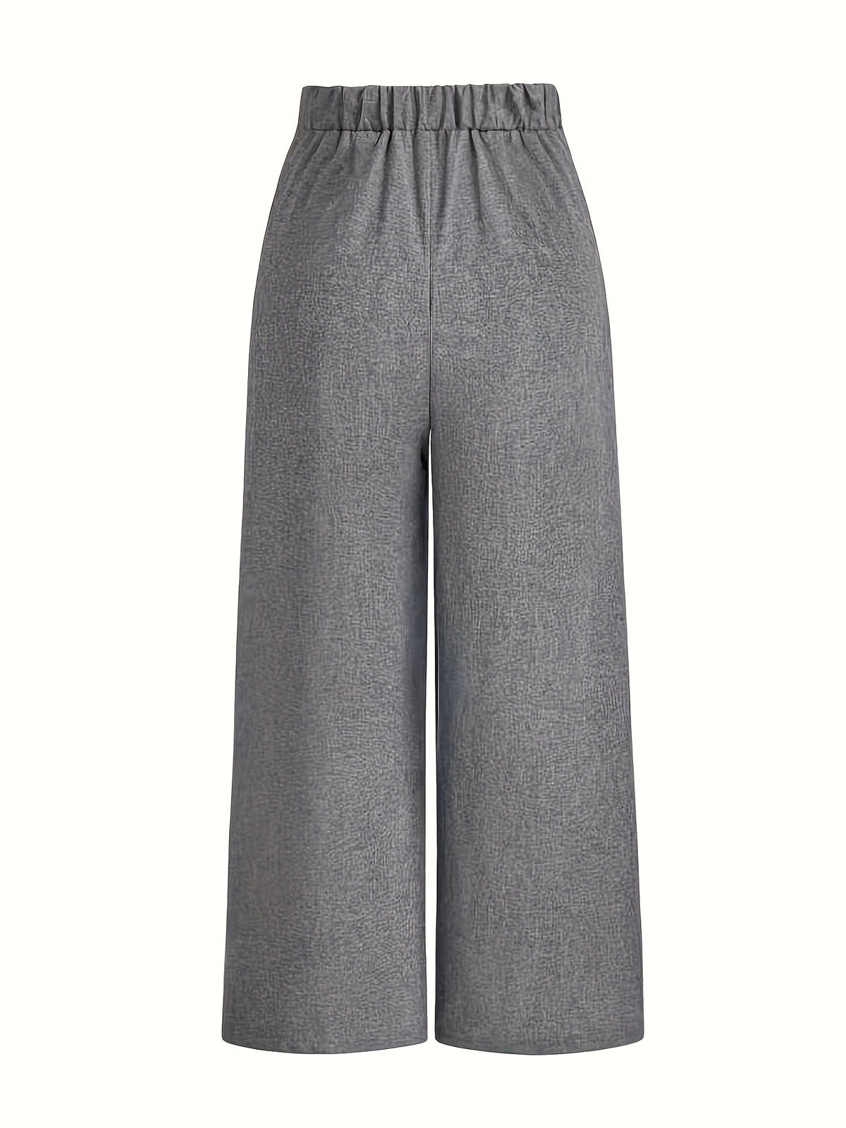Chic And Sophisticated Grey Wide-leg Trousers With A Wrap-waist Design.