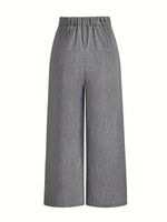Chic And Sophisticated Grey Wide-leg Trousers With A Wrap-waist Design.