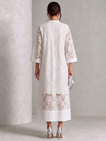 Casual Loose-fit Lace V-neck Dress