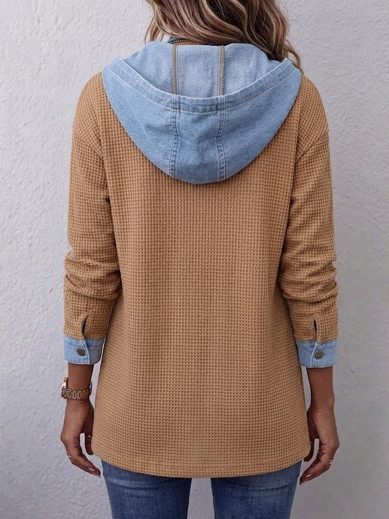 Color-block Abstract Jacquard Knit Cardigan With Diagonal Button Fastening
