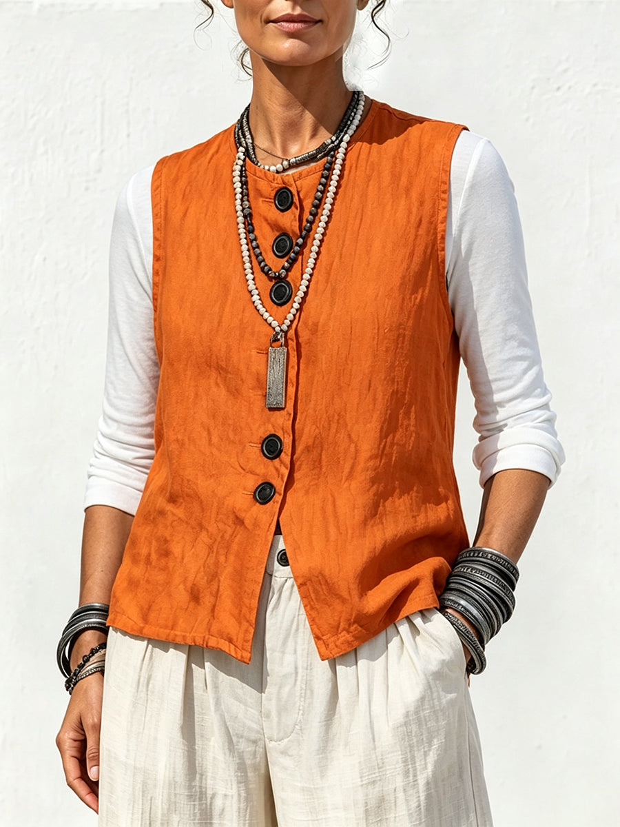 Casual Cotton-linen Blend Sleeveless Tank Top