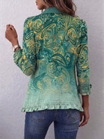 Bohemian-style Vintage Paisley Print Ruffled Jacket