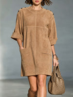 Casual Faux Suede Straight-cut Mini Dress