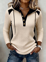 Cozy Colorblock Textured Hooded Top