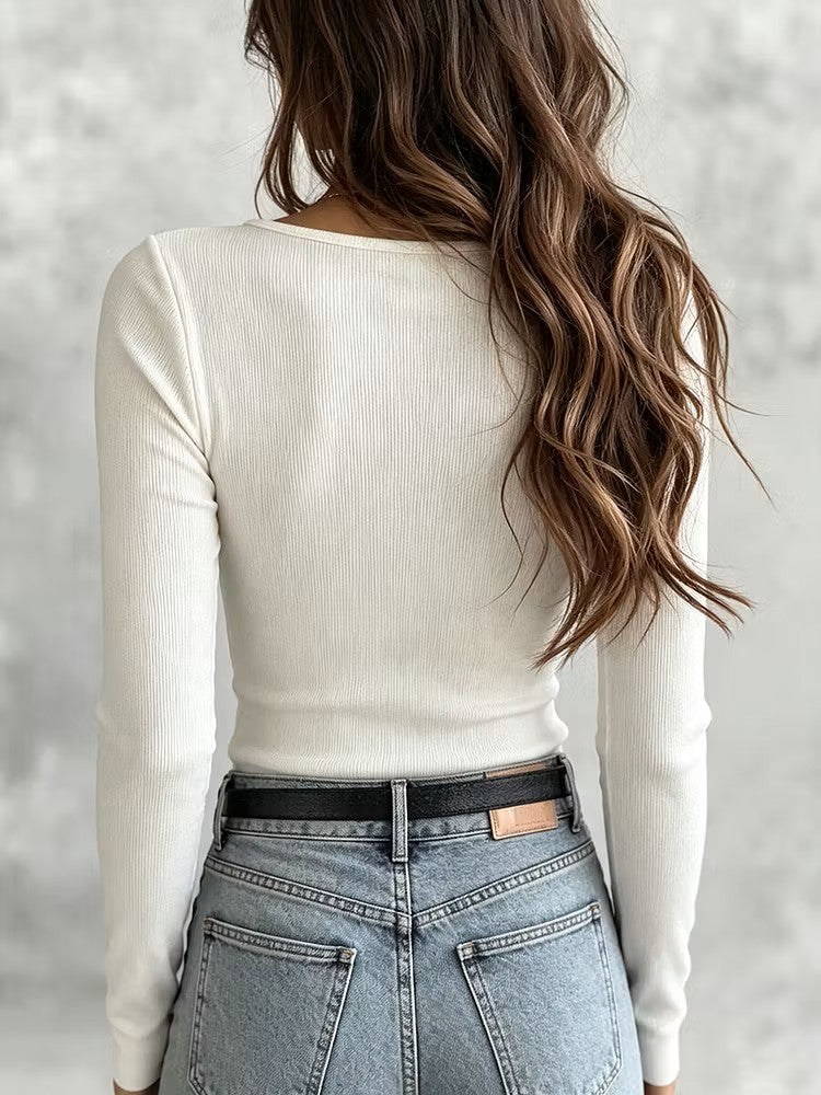 Stylish And Minimalist Half-zip Knit Top