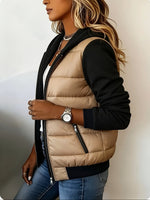 Casual Paneled Hooded Quilted Padded Jacket