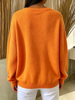 Cozy Orange Black Cat Autumn Knit Pullover