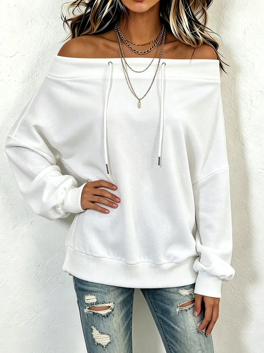 Stylish Off-the-shoulder Oversize Sweatshirt