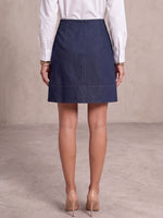 Women's High-waisted Round Metal Cutout Casual Loose Denim Mini Skirt