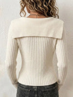 Wide Lapel Ribbed Fitted Knit Cardigan