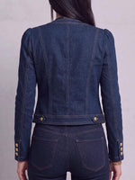 Women's Round Neck Long-sleeved Casual Loose Denim Cardigan