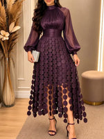 Elegant Patchwork Dress With Tassels