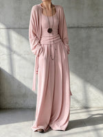Comfortable Thin Knit Draped Three-Piece Lounge Set