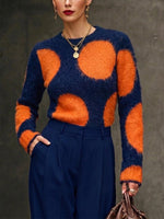 Chic Large-polka-dot Knit Cardigan