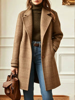 Casual Wool-blend Plaid Coat (mid-length)