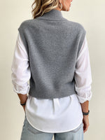 Chic Knit Vest And White Shirt Two-piece Set