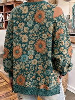 Vintage Floral And Leopard Print Patchwork Asymmetric Cut-out Top