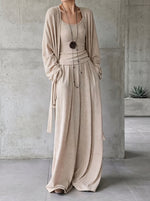 Comfortable Thin Knit Draped Three-Piece Lounge Set