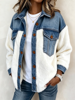 Cozy Denim And Sherpa Colorblock Jacket