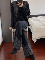 Comfortable Rhinestone Embellished Knit Three-Piece Set