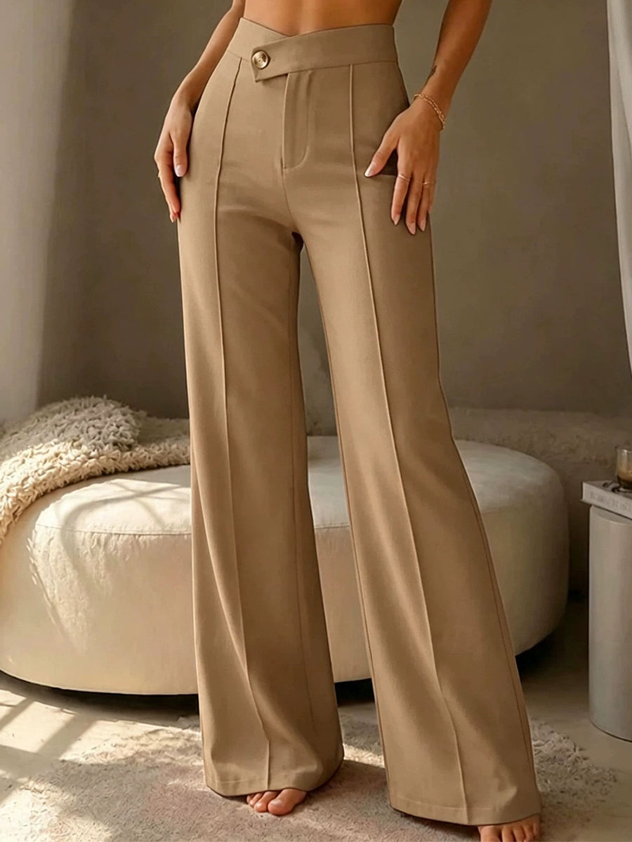 Chic High-Waisted Asymmetric Wide-Leg Trousers