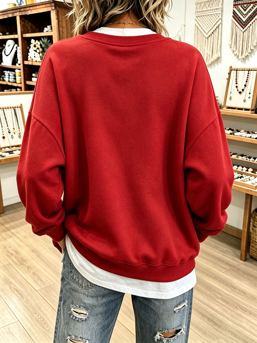 cozy irregular V-neck layered oversized sweatshirt