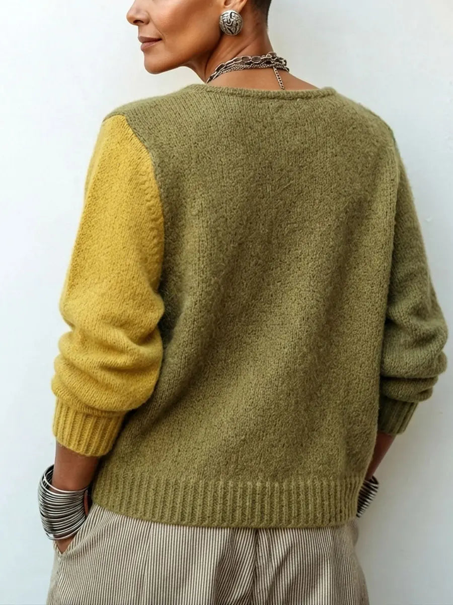 Artisti Cozy Asymmetric Color-block Knit Sweater