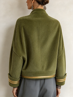 Casual Chic Retro Corduroy Military Cropped Jacket