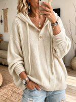 Cozy-chic Chunky-knit Hooded Henley Sweater