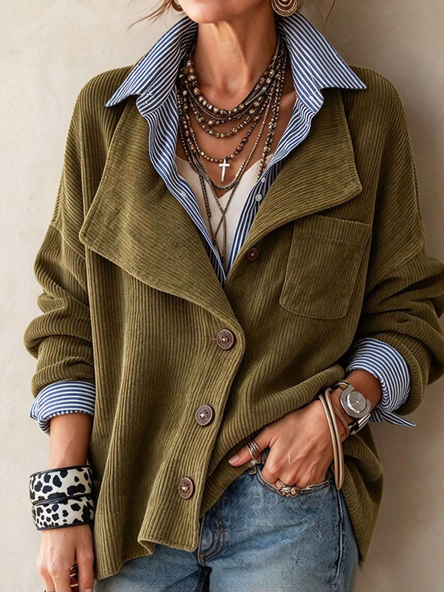 Chic Relaxed Layered Corduroy Jacke Top