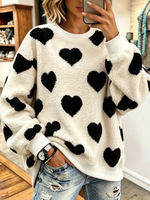 Cozy Stylish Plush Heart-print Oversized Sweatshirt