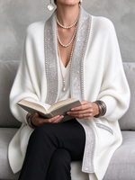 Cozy Luxury Sequin Trimmed Oversized Knit Cardigan
