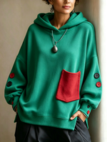 Artistic Color-Block RelaxedLoose-Fit Hoodie