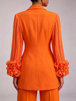 Urban Pleated Sleeve Tailored Mid-length Blazer Jacket