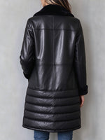 Luxurious Mixed-Media Faux-Leather Coat