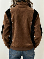 Edgy Studded Colorblock Half-Zip Pullover