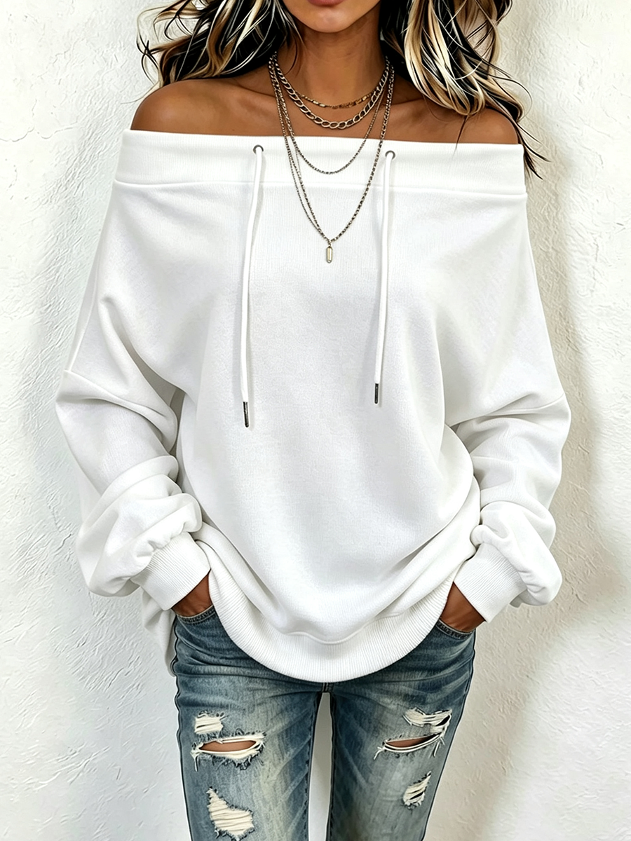 Stylish Off-the-shoulder Oversize Sweatshirt