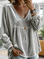 Cozy Velvet Top With Lace Paneling