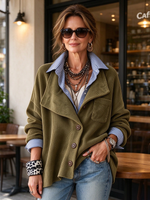 Chic Relaxed Layered Corduroy Jacke Top
