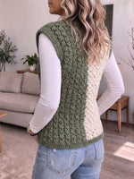 Women's Two-tone Diagonal Color Block Crochet Knit Vest