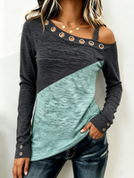 Chic Asymmetric Color-block Knit Top