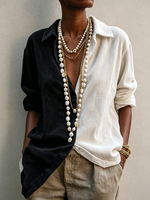 Stylish Black And White Corduroy Shirt
