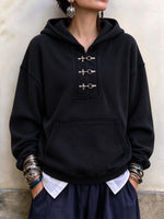 Women's Waffle Knit Toggle Clasp Hoodie With Pocket