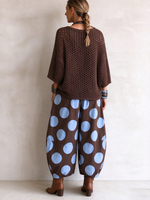 Chic Fall Winter Polka Dot Casual Wide Leg Pants