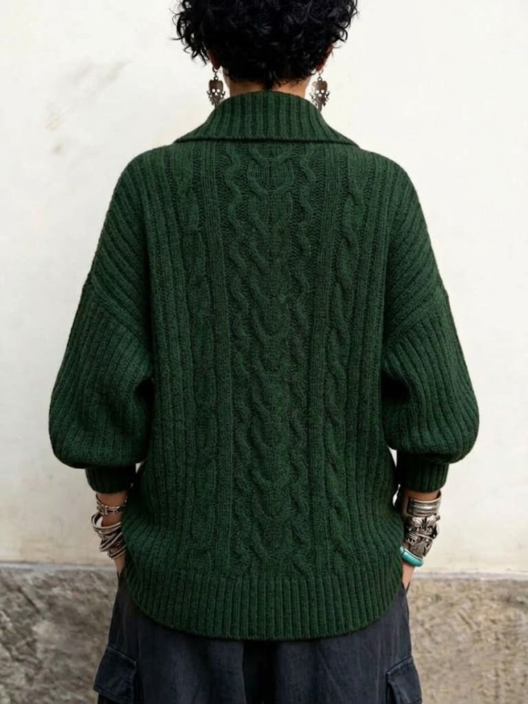 Cable-knit Double-breasted Cardigan