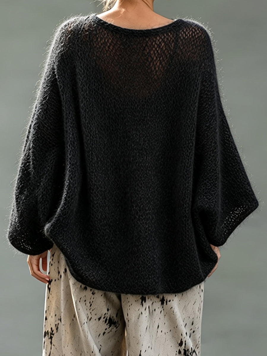 Loose-fit, Cozy Knit Top With Contrasting-color Pockets And Cut-out Detailing.