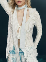 Chic Ruffled Lace Textured V-neck Top