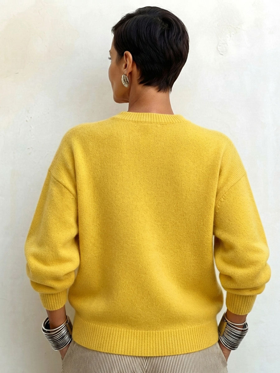 Chic Yellow Knitted 3d Floral Sweater