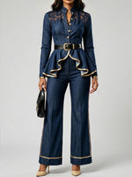Casual jeans with gold piping