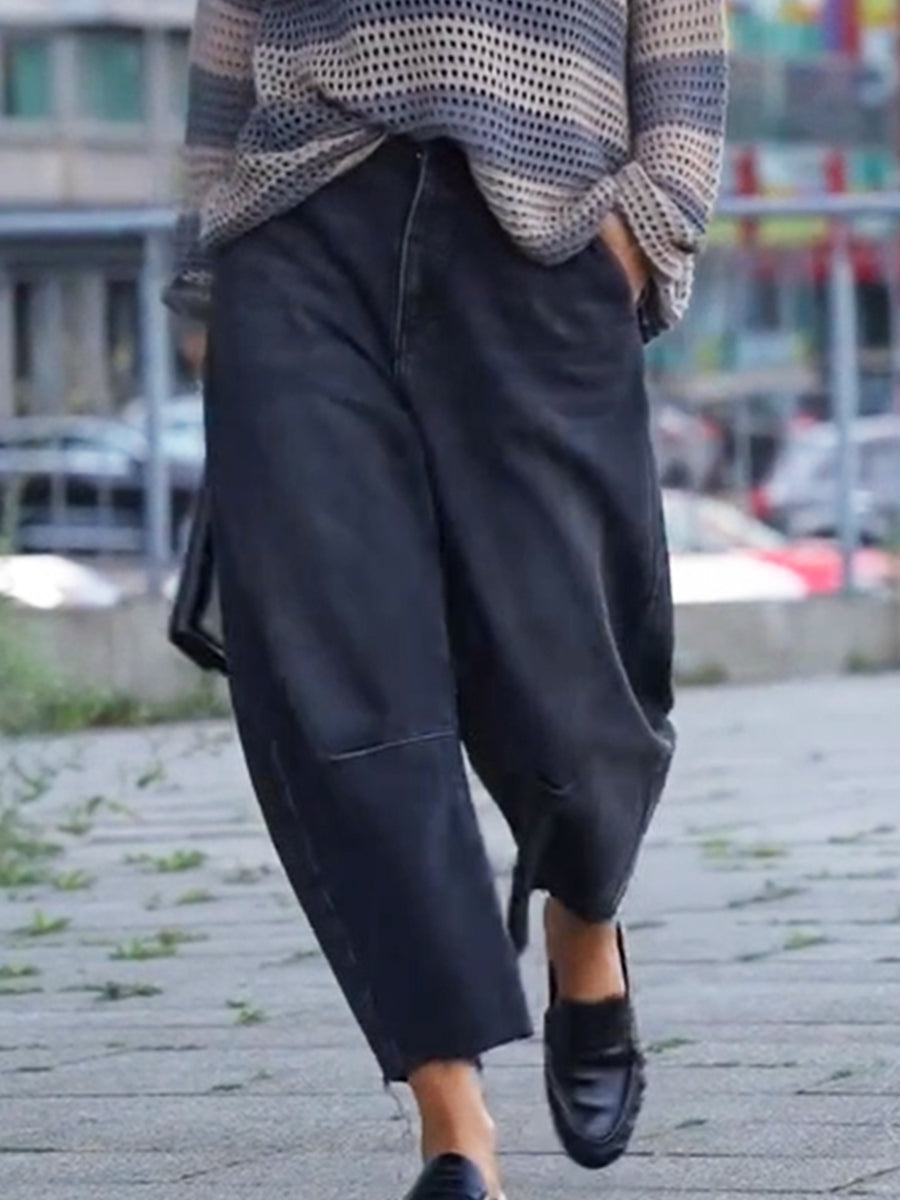 Vintage-style Black Washed Jeans